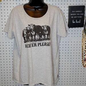 Heifer Please! Gray Ladies Tshirt Tee, Sz 2XL, Novelty Fun